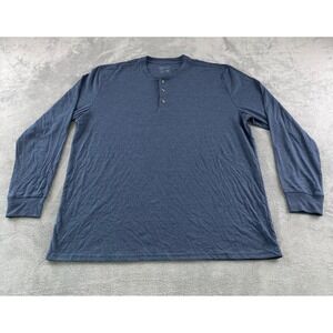 Fresh Clean Threads Mens 2XL Long Sleeve Henley Shirt Blue Heathered StratuSoft